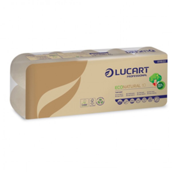 Carta igienica EcoNatural - 9,5 cm x 19,8 mt - 15 gr - diametro 10 cm - 180 strappi - Lucart - pacco 10 rotoli Carta igienica EcoNatural - 9,5 cm x 19,8 mt - 15 gr - diametro 10 cm - 180 strappi - Lucart - pacco 10 rotoli