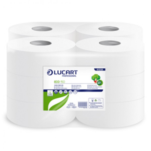 Carta igienica Eco Mini Jumbo - 2 veli - 15 gr - diametro 18 cm - 9,1 cm x 150 mt - Lucart Carta igienica Eco Mini Jumbo - 2 veli - 15 gr - diametro 18 cm - 9,1 cm x 150 mt - Lucart