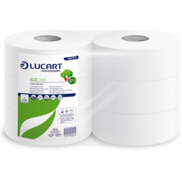 Carta igienica Eco Maxi Jumbo - 2 veli - 16,5 gr - 9,1 cm x 360 mt - diametro 25,5 cm - 360 mt - Lucart Carta igienica Eco Maxi Jumbo - 2 veli - 16,5 gr - 9,1 cm x 360 mt - diametro 25,5 cm - 360 mt - Lucart