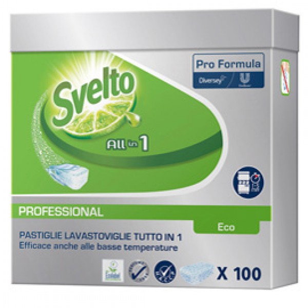 Tabs Eco 3in1 per lavastoviglie - Svelto - fustino da 100 tabs da 20 gr Tabs Eco 3in1 per lavastoviglie - Svelto - fustino da 100 tabs da 20 gr