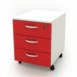 Cassettiera Rainbow - 3 cassetti - con ruote - 41 x 50 x 52,2 cm - bianco/rosso - Artexport