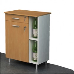 Mobile angolo Ristoro - punto caffè - 60x45x84 cm - bianco/noce chiaro - Artexport