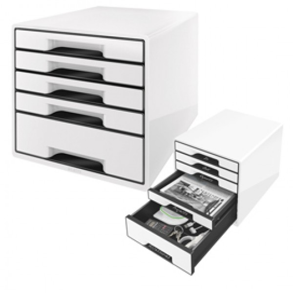 Cassettiera Drawer Cabinet Cube 5 - 28,7x27x36,3 cm - bianco - Leitz Cassettiera Drawer Cabinet Cube 5 - 28,7x27x36,3 cm - bianco - Leitz