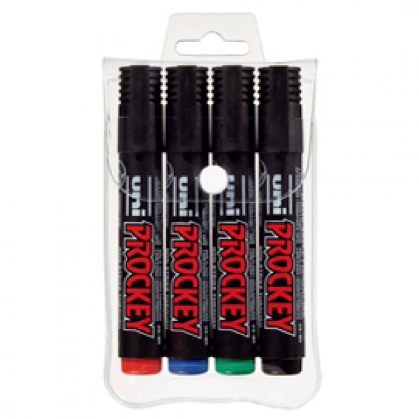 Marcatori Uni Prockey M122 - punta conica 1,20 - 1,80 mm - colori assortiti - Uni Mitsubishi - astuccio 4 pezzi Marcatori Uni Prockey M122 - punta conica 1,20 - 1,80 mm - colori assortiti - Uni Mitsubishi - astuccio 4 pezzi
