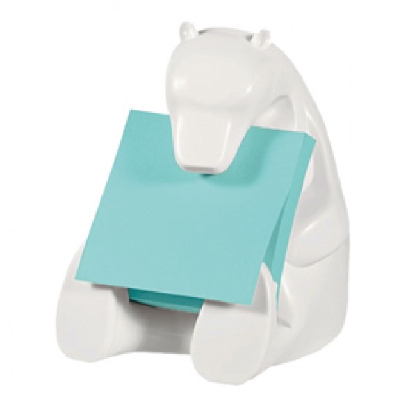 Dispenser orso bianco + ricarica Post it® Super Sticky Z Notes azzurro - BEAR-330 - 76 x 76 mm - 90 fogli - Post it®