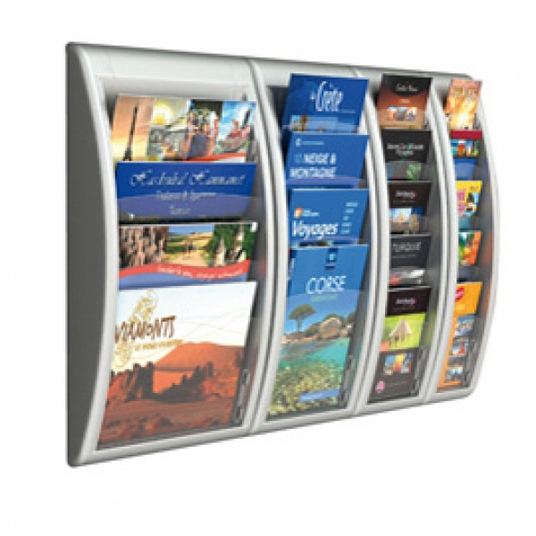 Espositore da parete Quick Fit System - 4 tasche A4 orizzontali - grigio - Paperflow Espositore da parete Quick Fit System - 4 tasche A4 orizzontali - grigio - Paperflow