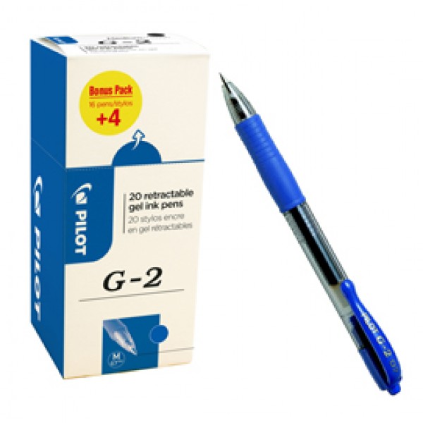 Roller gel a scatto G 2 - punta 0,7mm - blu - Pilot - conf. 16 + 4 pezzi Roller gel a scatto G 2 - punta 0,7mm - blu - Pilot - conf. 16 + 4 pezzi