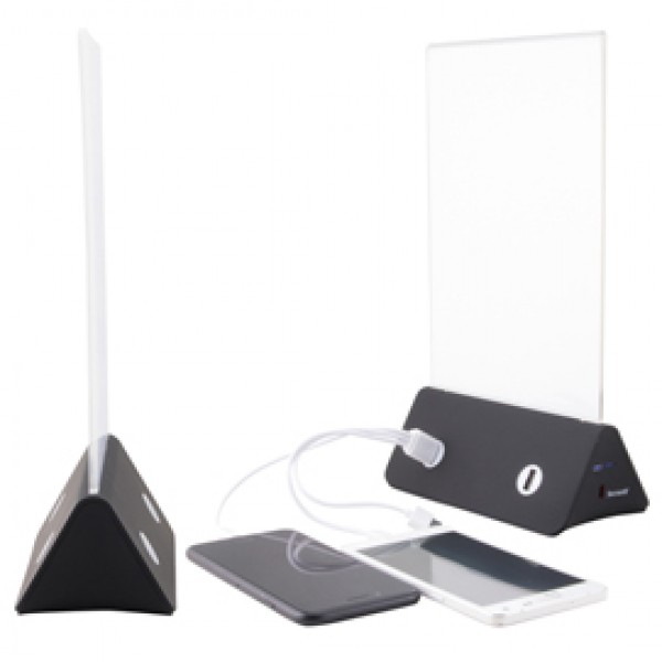 Portamenù da tavolo con Powerbank - A5 - Securit Portamenù da tavolo con Powerbank - A5 - Securit