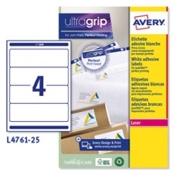 Etichetta adesiva L4761 - permanente - 192x61 mm - 4 etichette per foglio - bianco coprente - Avery - conf. 25 fogli A4