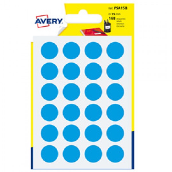 Etichetta adesiva tonda PSA - permanente - ø 15 mm - blu - Avery - blister 168 etichette