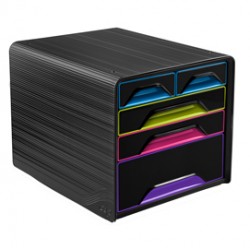 Cassettiera Smoove - 36x28,8x27 cm - 5 cassetti misti - nero/multicolore - Cep