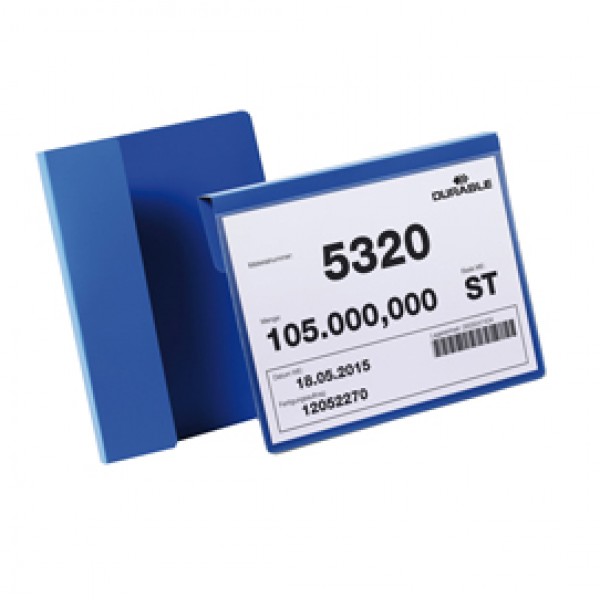 Buste identificative - con aletta pieghevole - A5 orizzontale - blu - Durable - conf. 50 pezzi
