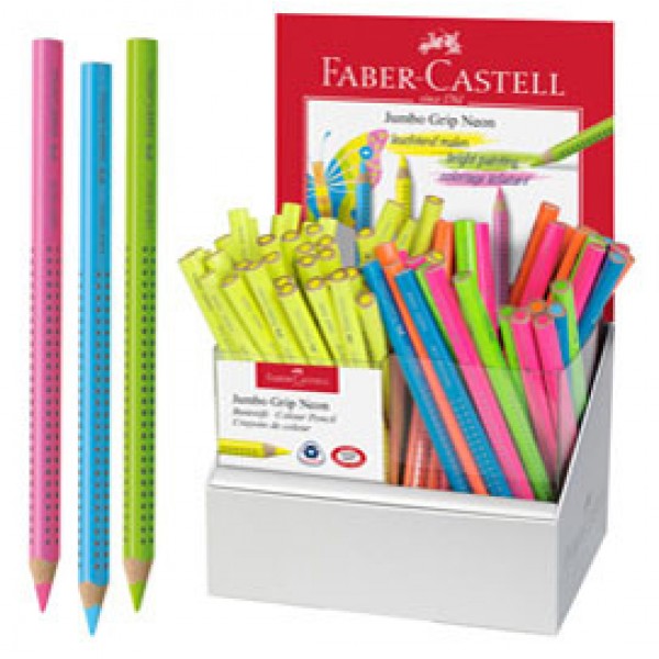 EvidenziatoreTextliner Dry Grip Jumbo - colori assortiti neon - Faber Castell - expo 72 pezzi