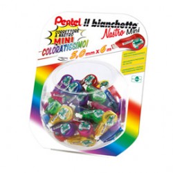 Correttore a nastro Il Bianchetto - 5 mm x 6 mt - colori assortiti - Pentel - expo 48 pezzi