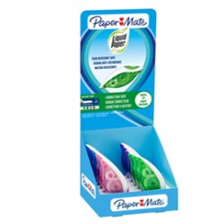 Correttore a nastro Dryline Grip - 5 mm x 8,5 mt - colori assortiti - Papermate - expo 24 pezzi