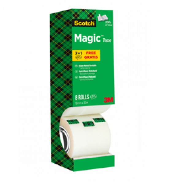Nastro adesivo Magic™ 810 - permanente - 19 mm x 33 mt - trasparente - Scotch® - Value Pack 7+1 rotoli