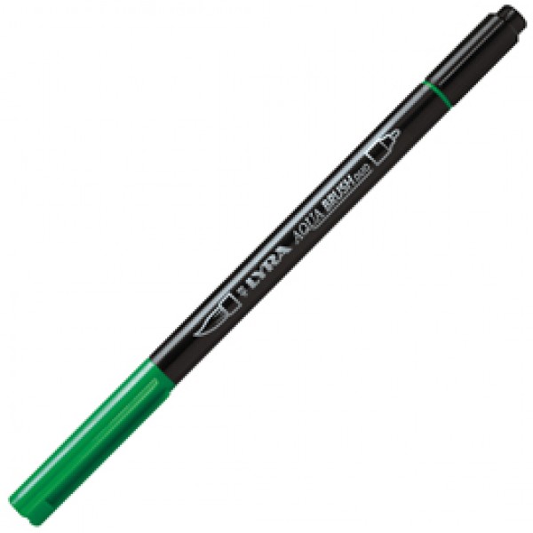 Pennarello Aqua Brush Duo - punte 2/4 mm - verde permanente - Lyra
