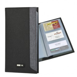 Portabiglietti in tessuto - 12 x 23 cm - capacità 64 biglietti - nero/grigio - City Time