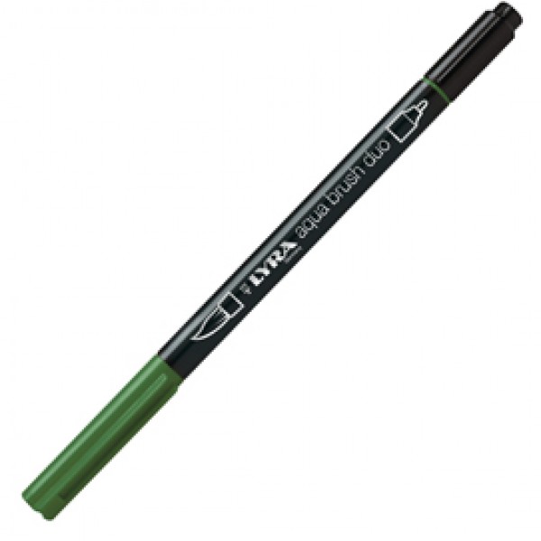 Pennarello Aqua Brush Duo - punte 2/4 mm - verde oliva - Lyra
