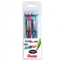 Roller scatto Energel XM - punta 0,7 mm - colori assortiti - Pentel - astuccio 4 pezzi
