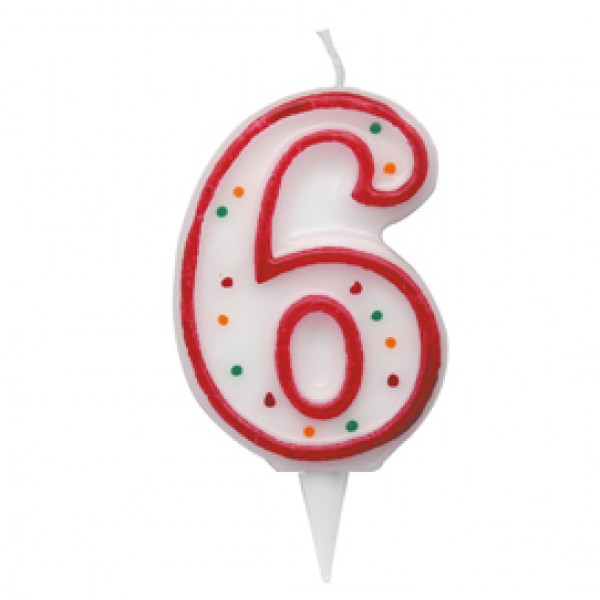 Candelina Zuccherino - numero 6 - H 8.5 cm - Big party Candelina Zuccherino - numero 6 - H 8.5 cm - Big party