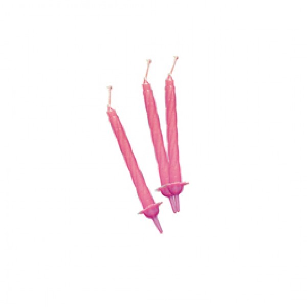 Candeline con supporto - H 8 cm - rosa - Big Party - conf. 12 pezzi