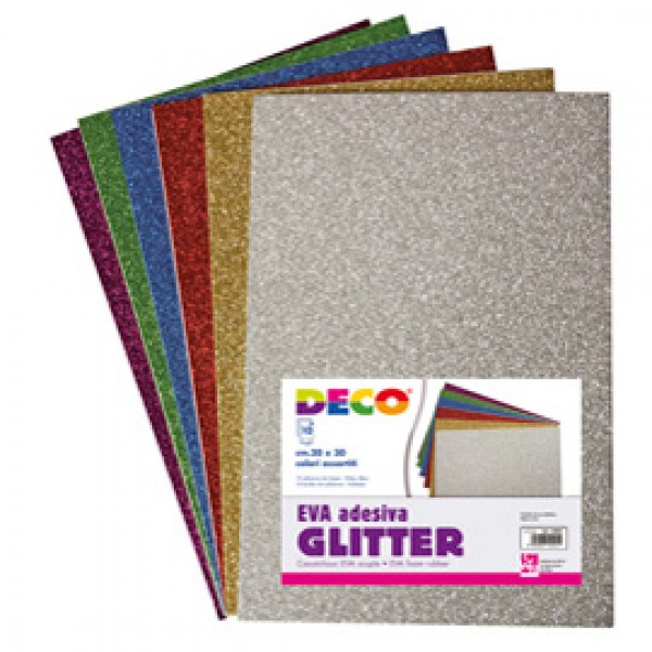 Gomma crepp glitter adesiva - 20 x 30 cm - colori assortiti - CWR - busta 10 fogli