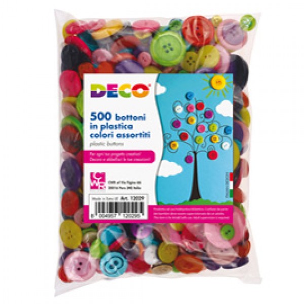 Bottoni - in plastica - colori assortiti - Deco - conf. 650 pezzi