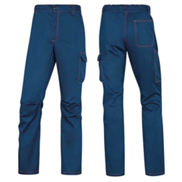 Pantalone da lavoro Panostrpa - sargia/poliestere/cotone/elastan - taglia M - blu/arancio - Deltaplus
