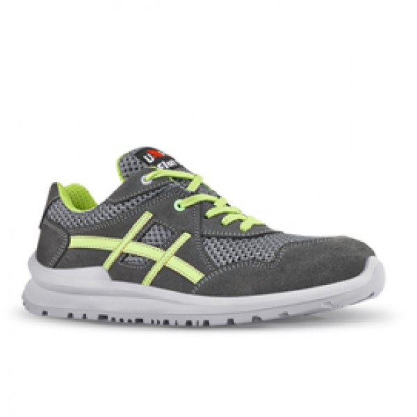 Calzatura di sicurezza Nico S1P SRC Flat Out - pelle scamosciata morbida - numero 37 - grigio/verde - U-Power Calzatura di sicurezza Nico S1P SRC Flat Out - pelle scamosciata morbida - numero 37 - grigio/verde - U-Power