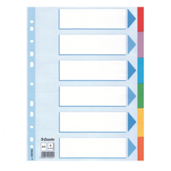 Intercalare cartoncino - 6 tasti colorati - A4- Esselte Intercalare cartoncino - 6 tasti colorati - A4- Esselte