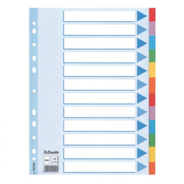 Intercalare cartoncino -12 tasti colorati - A4- Esselte Intercalare cartoncino -12 tasti colorati - A4- Esselte
