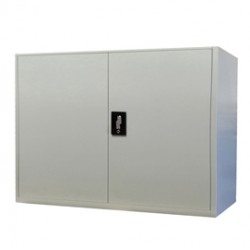 Armadio basso in metallo ad ante battenti - 1 ripiano regolabile - 100x45x100 cm - grigio - Bertesi