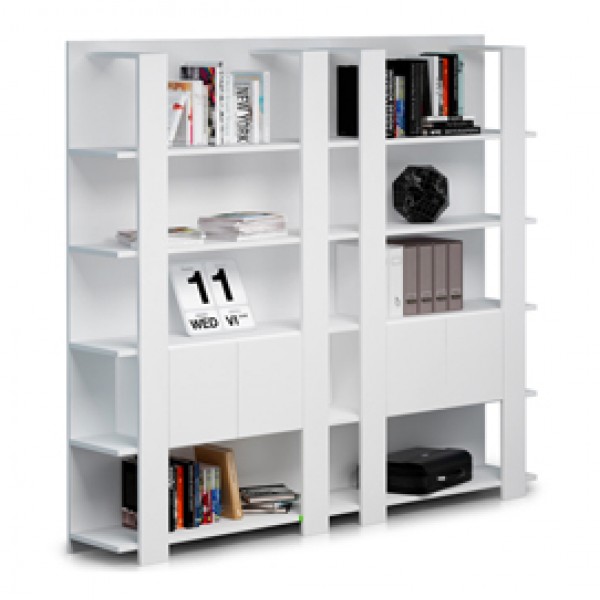 Libreria Concept a 5 ripiani - 100x38,6x198 cm - bianco/rovere - Artexport