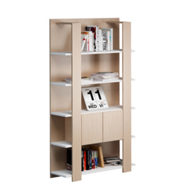 Libreria alta Concept - 5 ripiani - 100x38,6x198 cm - bianco/rovere - Artexport