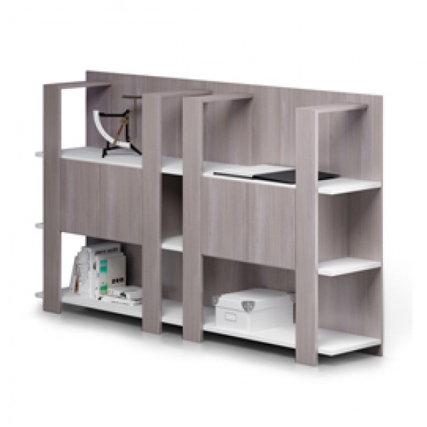 Libreria bassa Concept - 3 ripiani - 100x38,6x124 cm - bianco/frassino toscano - Artexport
