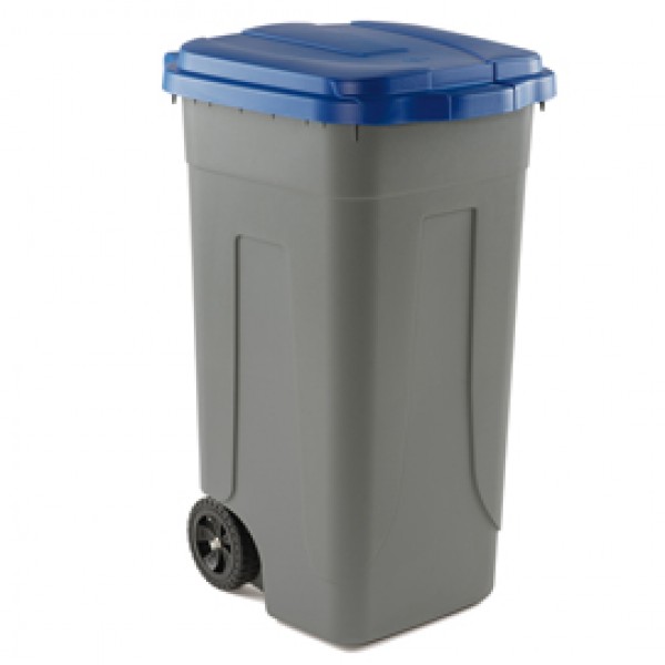 Bidone mobile - con chiusura a clip - 49x54x85 cm - 100 L - grigio/blu - Mobil Plastic Bidone mobile - con chiusura a clip - 49x54x85 cm - 100 L - grigio/blu - Mobil Plastic
