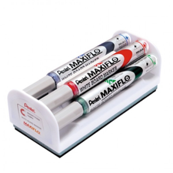 Marcatori Maxiflo + cancellino - punta conica 4 mm - colori assortiti - Pentel - set 4 + 1 pezzi Marcatori Maxiflo + cancellino - punta conica 4 mm - colori assortiti - Pentel - set 4 + 1 pezzi