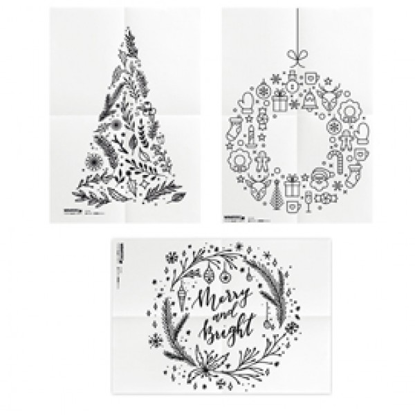 Stencil - foglio A2 - 'NATALE' - Securit - set 3 pezzi