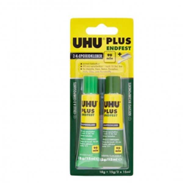 Colla bicomponente Plus 90 min - 30ml (2x15ml) - trasparente - UHU Colla bicomponente Plus 90 min - 30ml (2x15ml) - trasparente - UHU