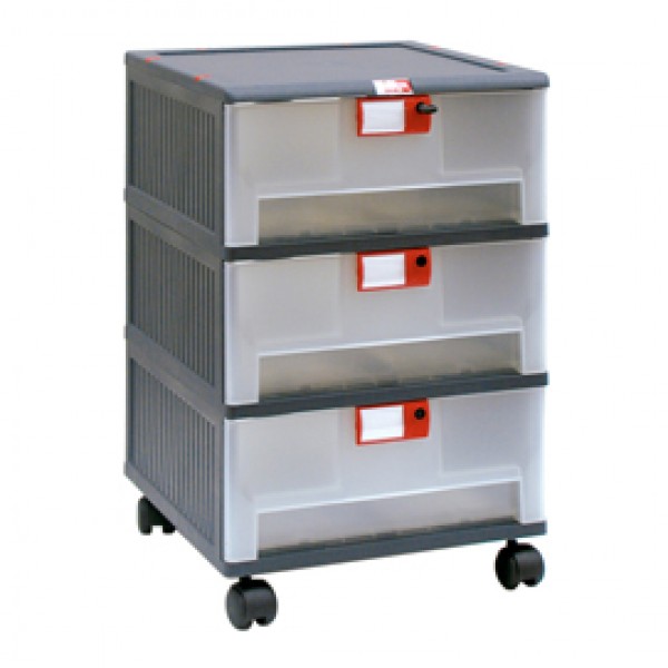 Cassettiera con ruote Mopla 203R - 3 cassetti - 45 x 46 x 69,5 cm - PP - Mobil Plastic Cassettiera con ruote Mopla 203R - 3 cassetti - 45 x 46 x 69,5 cm - PP - Mobil Plastic