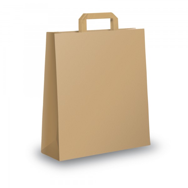 Shopper - maniglie piattina - 26 x 11 x 34,5 cm - carta kraft - avana - Mainetti Bags - conf. 300 pezzi Shopper - maniglie piattina - 26 x 11 x 34,5 cm - carta kraft - avana - Mainetti Bags - conf. 300 pezzi