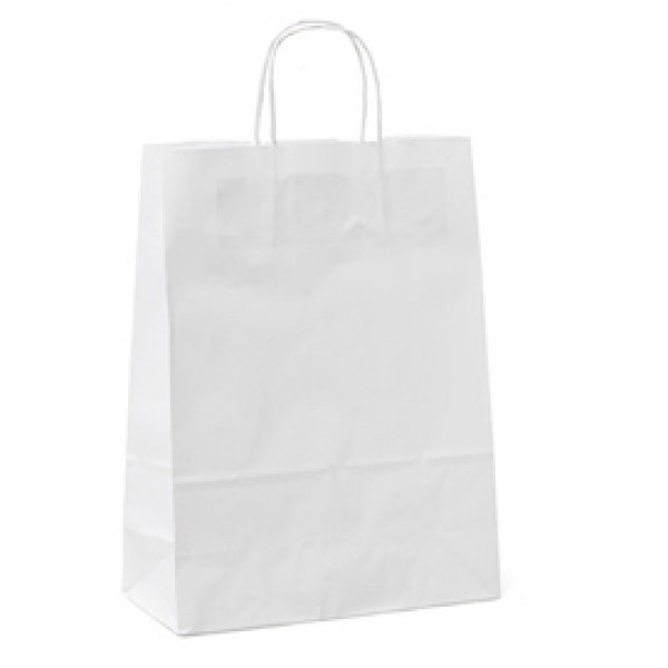 Shopper - maniglie cordino - 36 x 12 x 41 cm - carta kraft - bianco - Mainetti Bags - conf. 25 pezzi Shopper - maniglie cordino - 36 x 12 x 41 cm - carta kraft - bianco - Mainetti Bags - conf. 25 pezzi