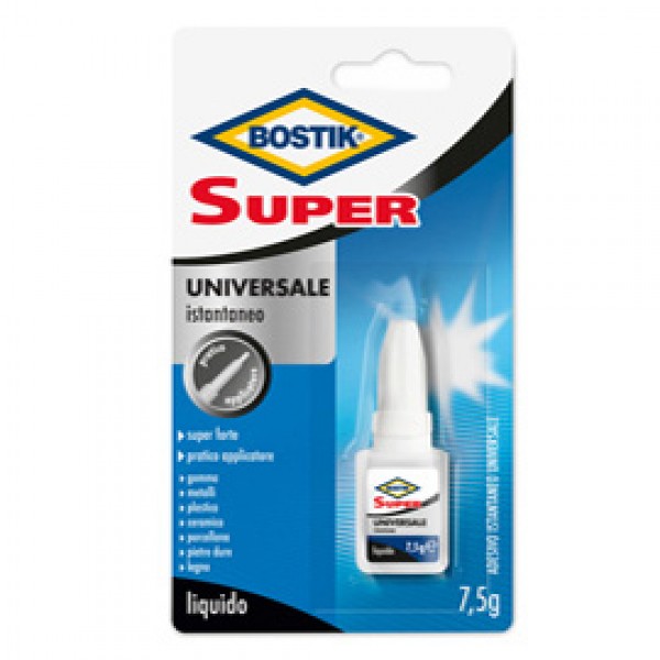Colla istantanea universale Super - 7,5 gr - trasparente -Bostik Colla istantanea universale Super - 7,5 gr - trasparente -Bostik