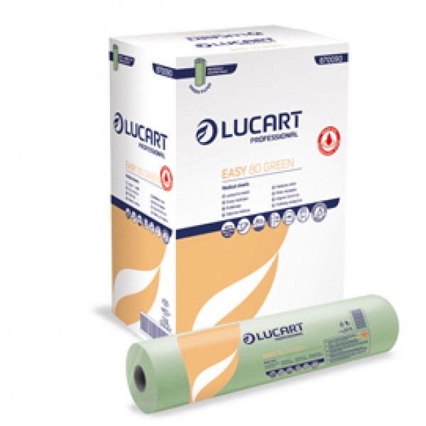 Lenzuolino medico Easy 80 Green - diametro 14 cm - 59 cm x 80 mt - Lucart Lenzuolino medico Easy 80 Green - diametro 14 cm - 59 cm x 80 mt - Lucart