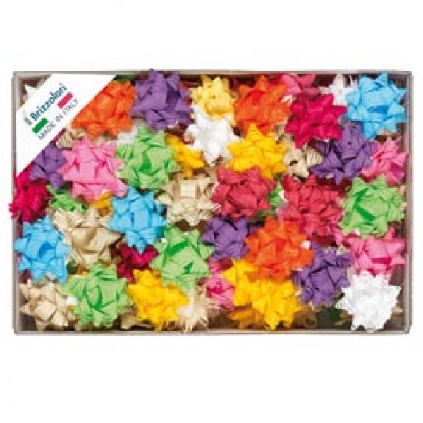 Stelle in Rafia sintetica - 14 mm - colori primaverili assortiti - Brizzolari - conf. 100 pezzi Stelle in Rafia sintetica - 14 mm - colori primaverili assortiti - Brizzolari - conf. 100 pezzi