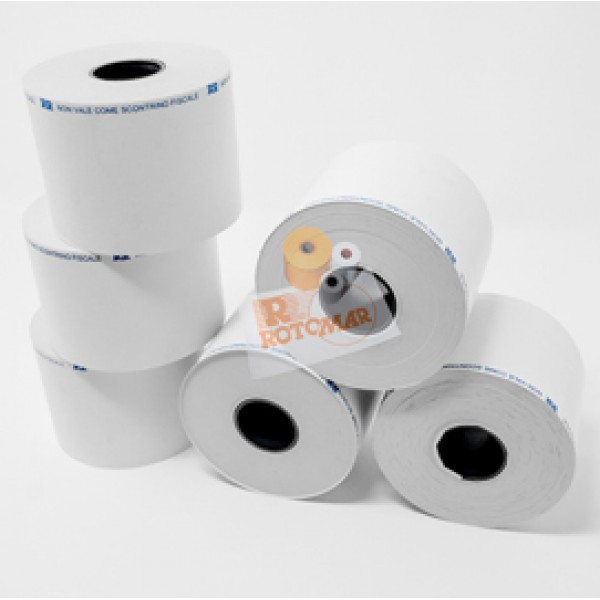 Rotolo per bilancia - carta termica adesiva BPA free FSC - 57 mm x 20 mt - diametro esterno 60 mm - 55 gr - anima 25 mm - Rotomar