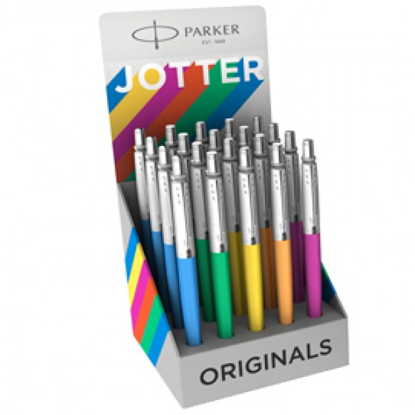 Penna sfera Jotter Original Plastic - tratto M - colori fusto assortiti - Parker - expo 20 pezzi
