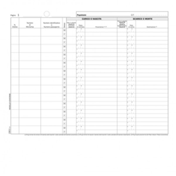 Registro carico/scarico equidi - 46 pagine numerate - 31 x 24,5 cm - DU138211000 - Data ufficio