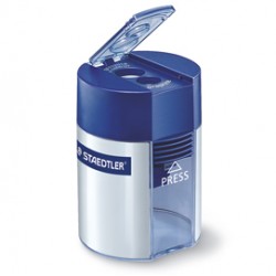 Temperamatite 2 fori con contenitore - blu - Staedtler